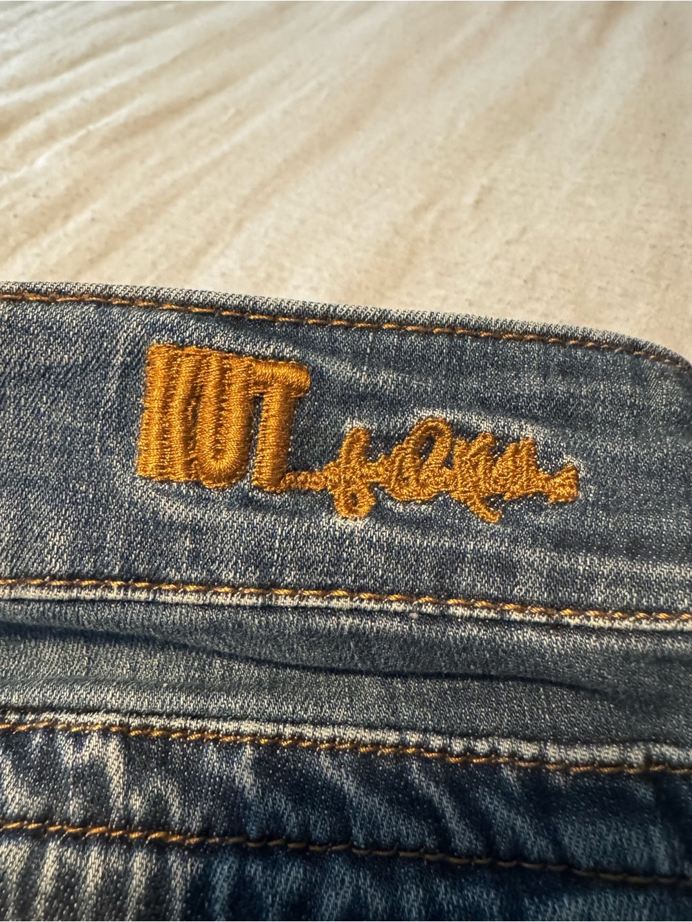 KUT Denim Shorts with Gold Embroidered Logo